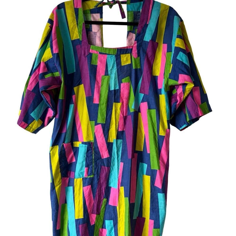 Vintage Geometric Abstract Print Cotton Tunic Kimono